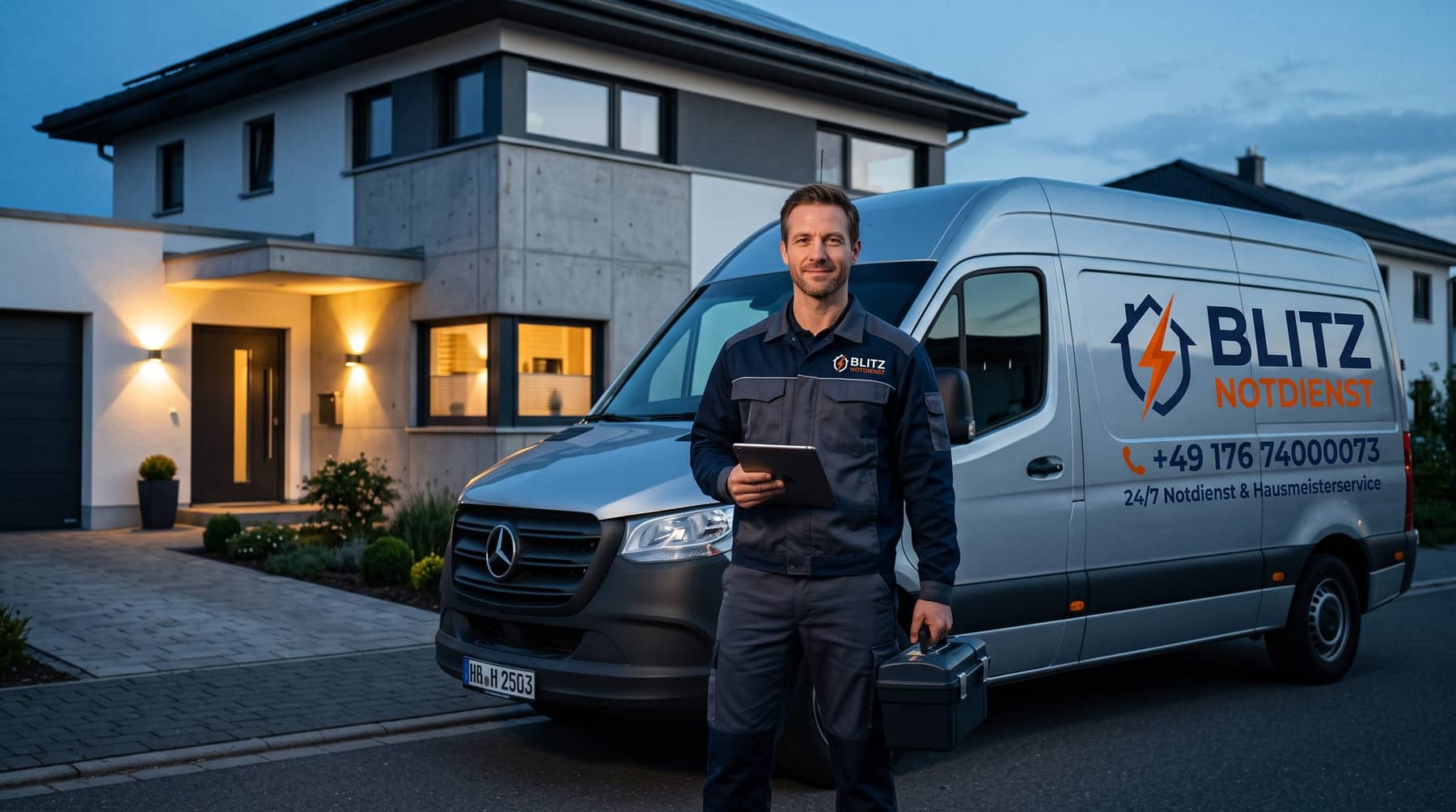 Hausmeisterservice im Einsatz bei einem Notfall am Gebäude